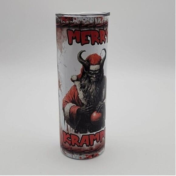Merry Krampus Tumbler With Lid & Straw 20 oz Dark Christmas Naughty Child Horror - Picture 5 of 9